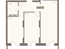 Продается 2-комнатная квартира ЖК НОВА на Московском, 62.35  м&sup2;, 10206815 рублей