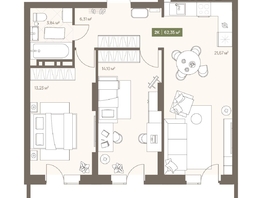 Продается 2-комнатная квартира ЖК НОВА на Московском, 62.35  м&sup2;, 10412570 рублей