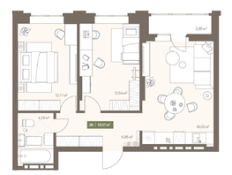 Продается 2-комнатная квартира ЖК НОВА на Московском, 56.17  м², 8341245 рублей