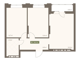 Продается 2-комнатная квартира ЖК НОВА на Московском, 56.17  м&sup2;, 9514645 рублей