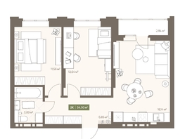 Продается 2-комнатная квартира ЖК НОВА на Московском, 54.5  м&sup2;, 9494850 рублей