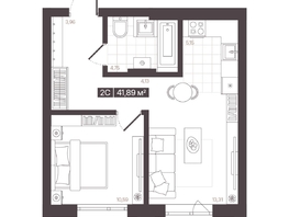 Продается 2-комнатная квартира  Жилой квартал «Моне», 41.89  м², 6446871 рублей