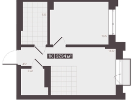Продается 1-комнатная квартира  Жилой квартал «Моне», 37.34  м&sup2;, 6301868 рублей