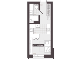 Продается 1-комнатная квартира  Жилой квартал «Моне», 25.27  м&sup2;, 4511368 рублей