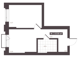 Продается 1-комнатная квартира  Жилой квартал «Моне», 37.08  м&sup2;, 6133032 рублей