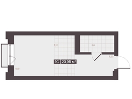 Продается 1-комнатная квартира  Жилой квартал «Моне», 23.95  м&sup2;, 4464233 рублей