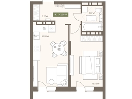 Продается 1-комнатная квартира ЖК НОВА на Московском, 43.38  м&sup2;, 7231490 рублей