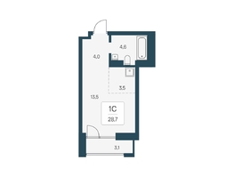 Продается Студия ЖК Расцветай на Кропоткина, дом 1, 28.7 м², 6150000 рублей