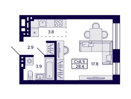 Продается Студия ЖК Сподвижники, 28.4 м², 4950000 рублей