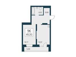 Продается 1-комнатная квартира ЖК Квартал на Игарской, дом 2 мон, 45.2 м², 6450000 рублей