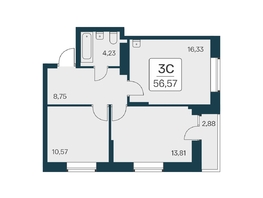 Продается 3-комнатная квартира ЖК Квартал на Игарской, дом 2 мон, 56.57 м², 8350000 рублей