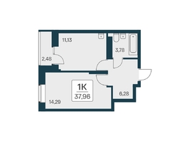 Продается 1-комнатная квартира ЖК Квартал на Игарской, дом 2 мон, 37.96 м², 6510000 рублей