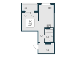 Продается 1-комнатная квартира ЖК Квартал на Игарской, дом 4 пан, 44.3 м², 5300000 рублей