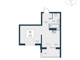 Продается 1-комнатная квартира ЖК Квартал на Игарской, дом 1 мон, 33.3 м², 5100000 рублей