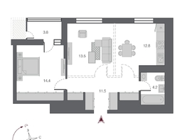 Продается 2-комнатная квартира ЖК Беринг, дом 2, 60.2  м², 11400000 рублей