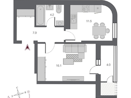 Продается 1-комнатная квартира ЖК Беринг, дом 2, 39.7 м², 8950000 рублей