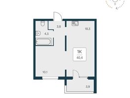 Продается 1-комнатная квартира ЖК Квартал на Игарской, дом 1 мон, 40.2 м², 5400000 рублей