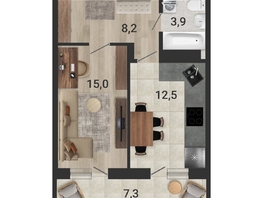 Продается 1-комнатная квартира ЖК Тетрис, корпус 2, 41.4 м², 7648000 рублей