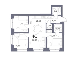 Продается 4-комнатная квартира ЖК Lemont (Лемонт), башня Marée, 72.4 м², 15062200 рублей