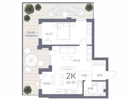 Продается 2-комнатная квартира ЖК Горская Лагуна, корпус 2, 85.23 м², 13503000 рублей