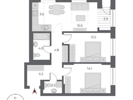 Продается 3-комнатная квартира ЖК ОСКАР, дом 1, 68.4  м², 13650000 рублей