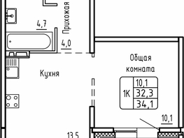 Продается 1-комнатная квартира ЖК Самоцветы, Бирюза дом 1, 34.1 м², 4000000 рублей