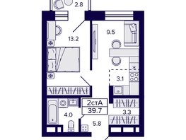 Продается 2-комнатная квартира ЖК Citatum (Цитатум), 39.7  м², 7650000 рублей