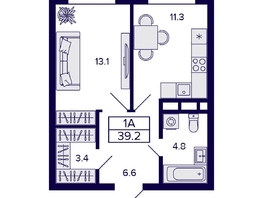 Продается 1-комнатная квартира ЖК Citatum (Цитатум), 39.2 м², 6700000 рублей