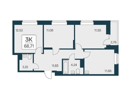 Продается 3-комнатная квартира ЖК Квартал на Игарской, дом 2 мон, 68.71 м², 9460000 рублей