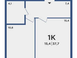 Продается 1-комнатная квартира ЖК Поколение, дом 2, 37.7 м², 4548600 рублей