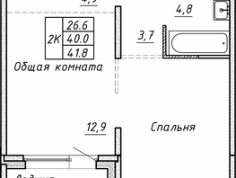 Продается 2-комнатная квартира ЖК Гренландия, Лес дом №5, 41.8 м², 5450000 рублей