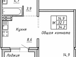 Продается 1-комнатная квартира ЖК Гренландия, Лес дом №5, 34.2 м², 4720000 рублей