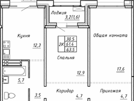 Продается 2-комнатная квартира ЖК Гренландия, Лес дом №5, 63.5  м², 6980000 рублей