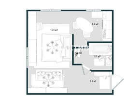 Продается 1-комнатная квартира Дзержинского пр-кт, 29.8 м², 3799999 рублей