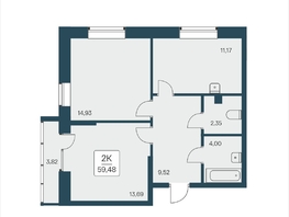 Продается 2-комнатная квартира ЖК Расцветай на Дуси Ковальчук, 59.48 м², 10050000 рублей