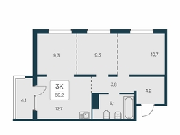 Продается 3-комнатная квартира ЖК Квартал на Игарской, дом 3 пан, 59.2 м², 7000000 рублей