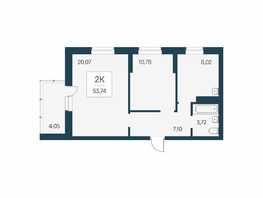 Продается 2-комнатная квартира ЖК Расцветай на Бугринской роще, 53.73 м², 7700000 рублей