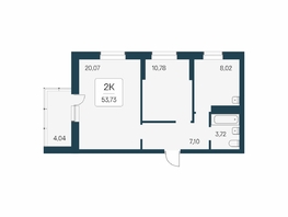 Продается 2-комнатная квартира ЖК Расцветай на Бугринской роще, 53.26 м², 7950000 рублей