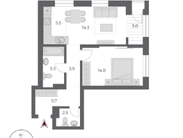 Продается 2-комнатная квартира ЖК ОСКАР, дом 2, 55  м², 10250000 рублей