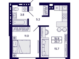 Продается 1-комнатная квартира ЖК Сподвижники, 35.7 м², 4900000 рублей