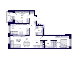 Продается 4-комнатная квартира ЖК Сподвижники, 79.8 м², 9350000 рублей