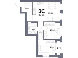 Продается 3-комнатная квартира ЖК Горская Лагуна, корпус 2, 54.4  м², 11203000 рублей