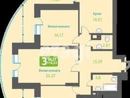 Продается 3-комнатная квартира ЖК Марсель, 6 этап, 116 м², 22000000 рублей