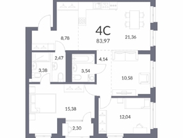 Продается 4-комнатная квартира ЖК Горская Лагуна, корпус 2, 83.97 м², 19100000 рублей