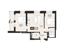 Продается 2-комнатная квартира ЖК Паскаль, секция 1, 67.6 м², 11018800 рублей