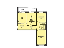 Продается 3-комнатная квартира ЖК Династия, дом 904, 86.2 м², 8960000 рублей