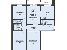 Продается 4-комнатная квартира ЖК Династия, дом 905, 104.3 м², 10000000 рублей