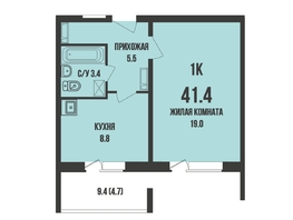 Продается 1-комнатная квартира ЖК Династия, дом 909, 41.4 м², 4300000 рублей