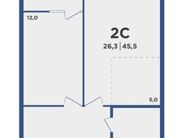 Продается 2-комнатная квартира ЖК Поколение, дом 2, 45.5 м², 5418000 рублей