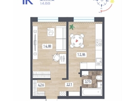 Продается 1-комнатная квартира ЖК Радуга Сибири, дом 10, 37.96 м², 3989800 рублей
